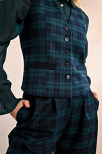 Navy and Green Plaid Vest by Molly Bracken