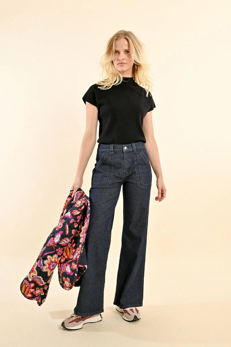 High Waisted Front Pocket Wide Leg Jeans by Molly Bracken