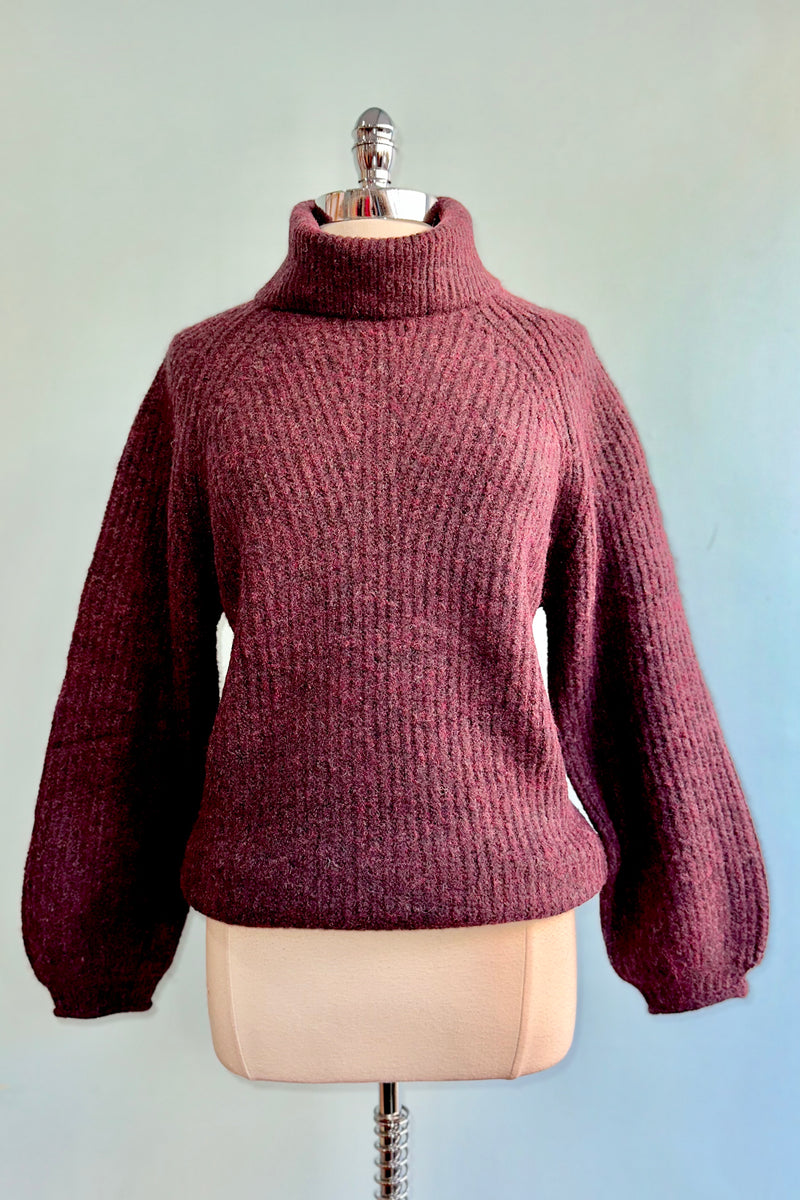 Turtleneck Sweater in Burgundy by Molly Bracken