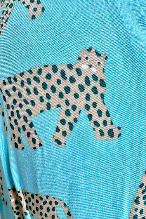 Aqua Jaguar Midi Shirt Dress by Compania Fantastica