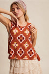 Crochet Tank Vest in Rust
