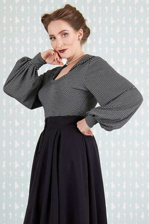 Damica-Lou Black and White Polka Dot Sweater by Miss Candyfloss