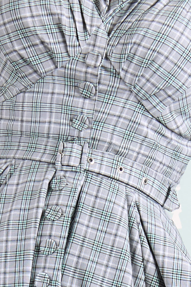 Cloe Minty Plaid Dress by Miss Candyfloss Small Cloe Minty Plaid Dress by Miss Candyfloss Small