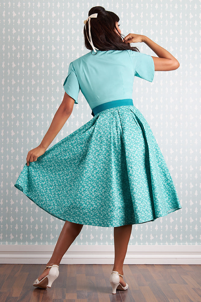 Susene- Aqua Floral Dress by Miss Candyfloss