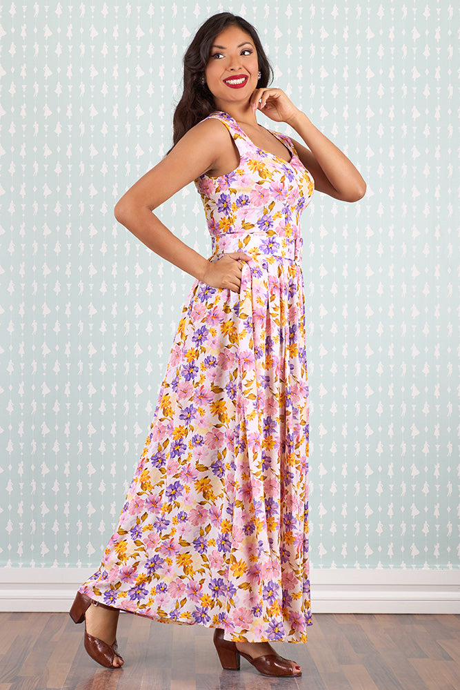 ashley maxi dress Ashley Blue Floral Formal Maxi Dress - US 2