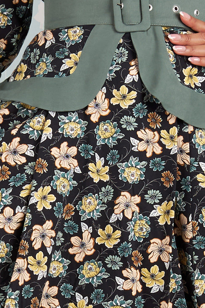 Ashira-Lou Black Floral Dress by Miss Candyfloss Medium Ashira-Lou Black Floral Dress by Miss Candyfloss Medium