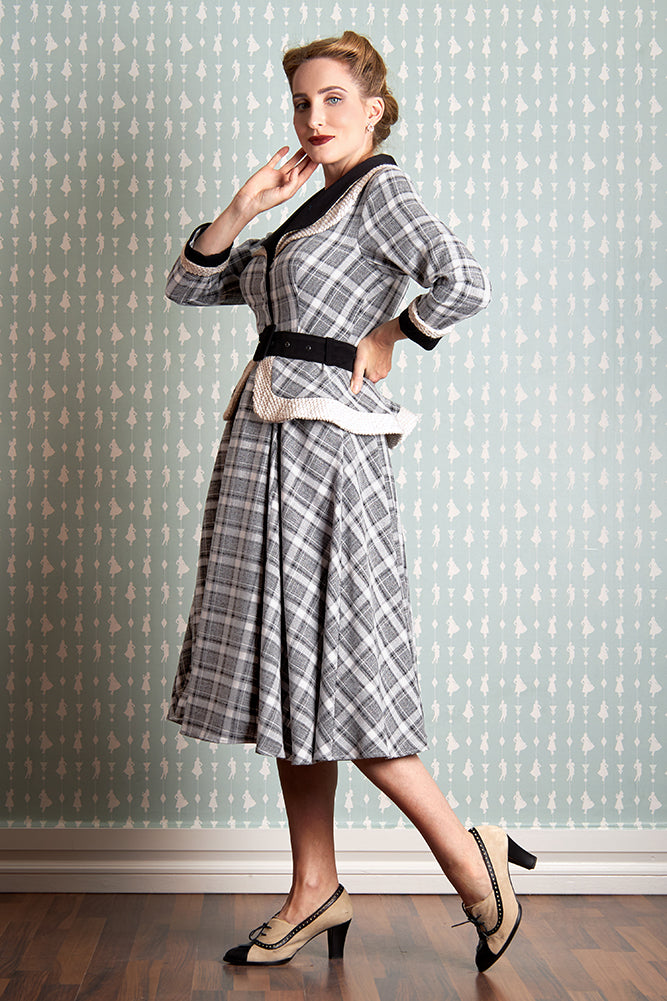 Inge-Silver Tartan Dress by Miss Candyfloss