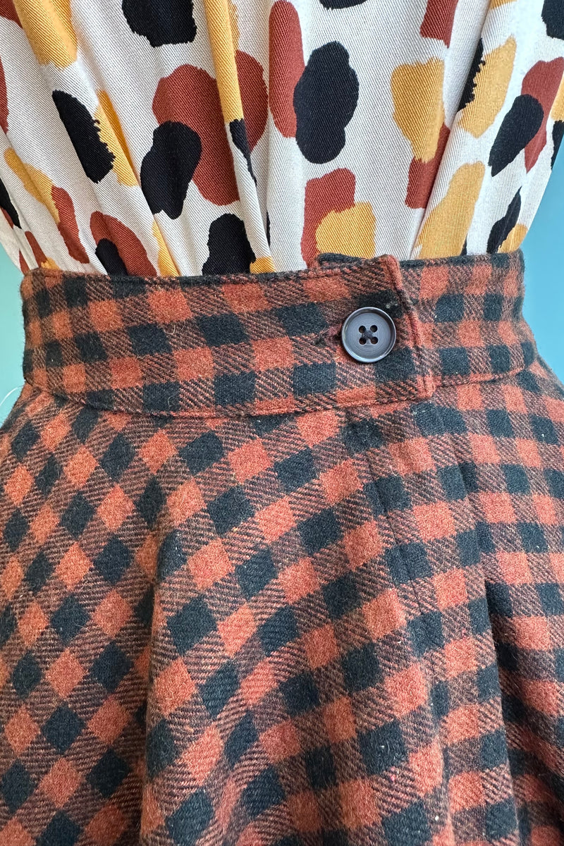 Copper and Black Check Sophie Skirt by Timeless London