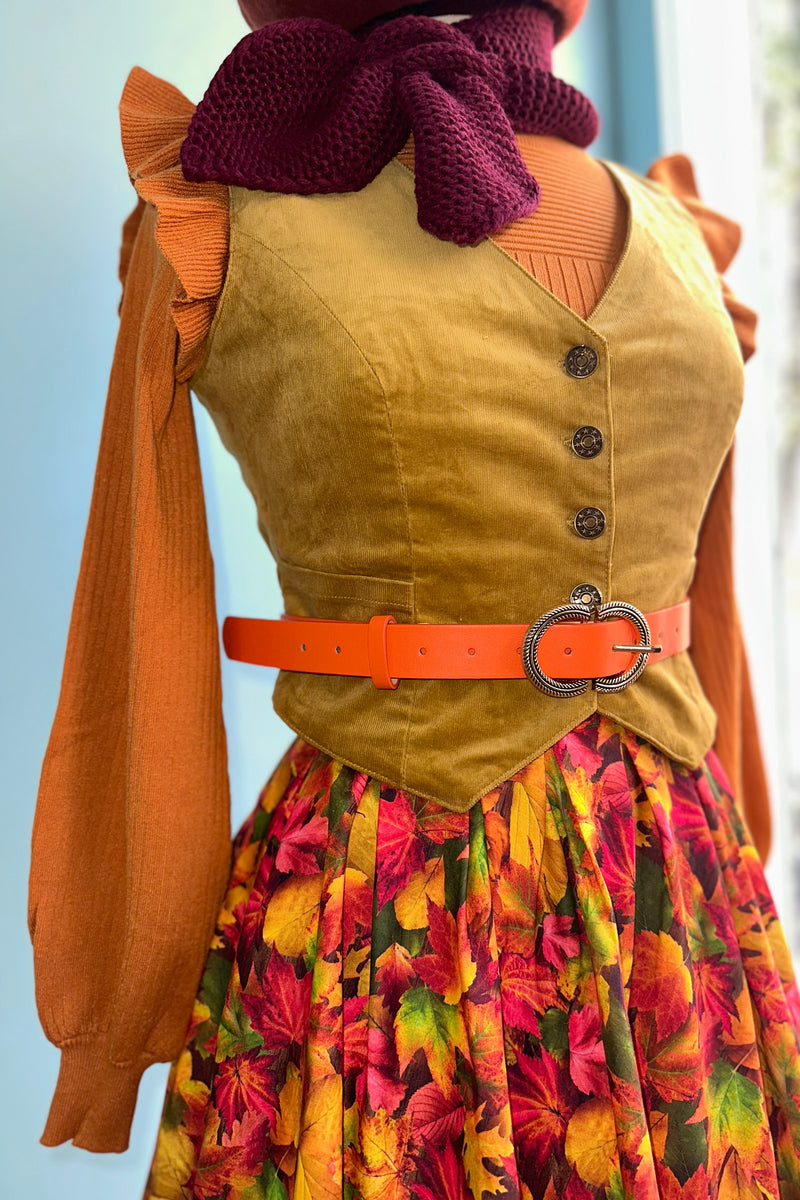 Mustard Corduroy Button-Up Vest by Voodoo Vixen