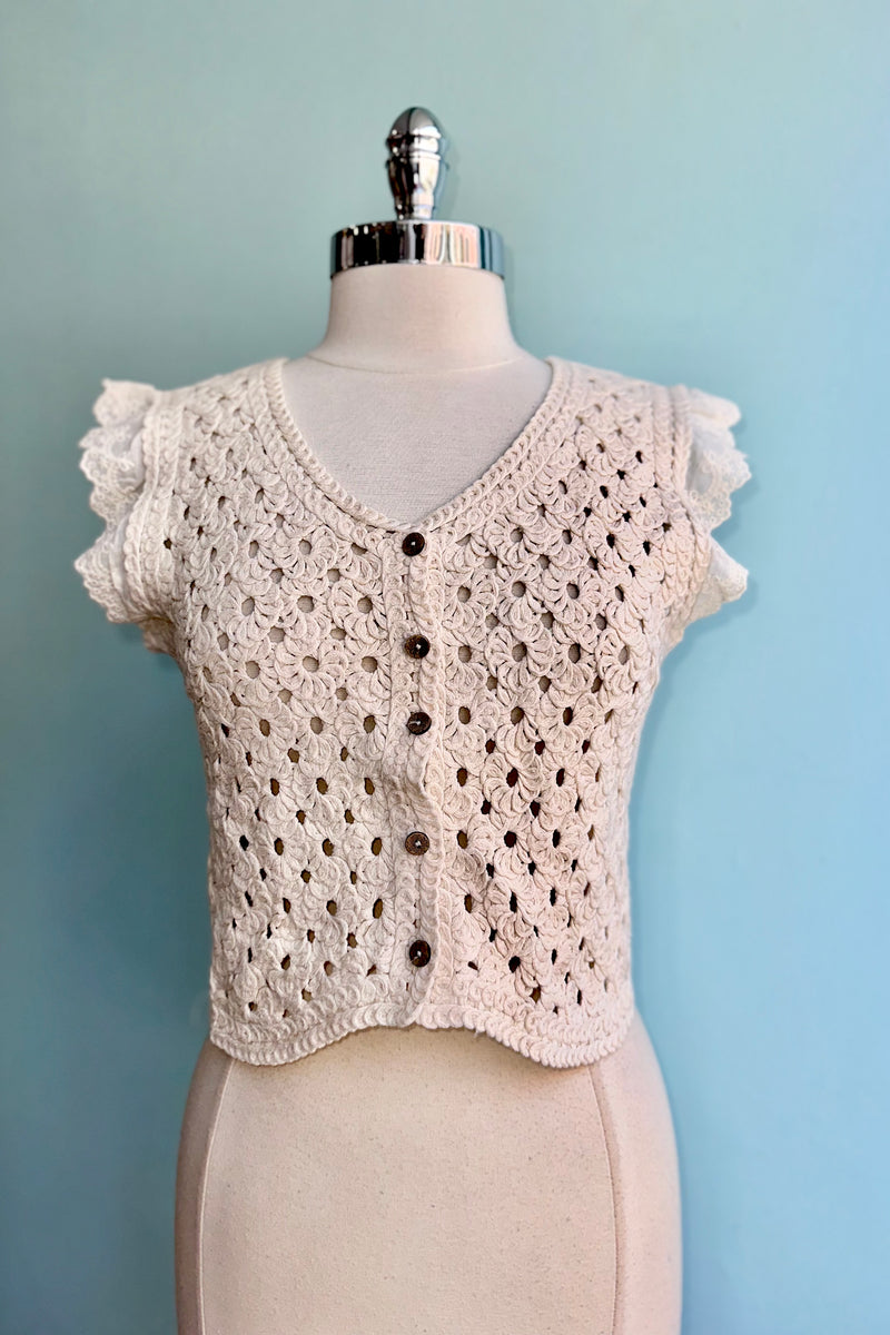 Crochet Vest in Ivory by Tulip B.