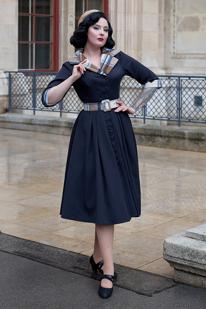 Griselda Lee Navy Plaid Dress by Miss Candyfloss