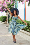 Lacey Azure Striped Dress by Miss Candyfloss