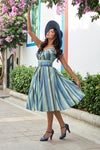 Lacey Azure Striped Dress by Miss Candyfloss