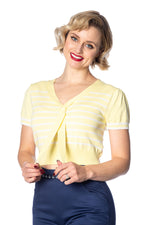 Yellow Short Short Sleeve Sailor Sweater by Banned