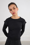 Black Rhinestone Studded Sweater by Molly Bracken