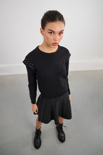 Black Rhinestone Studded Sweater by Molly Bracken