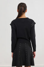 Black Rhinestone Studded Sweater by Molly Bracken