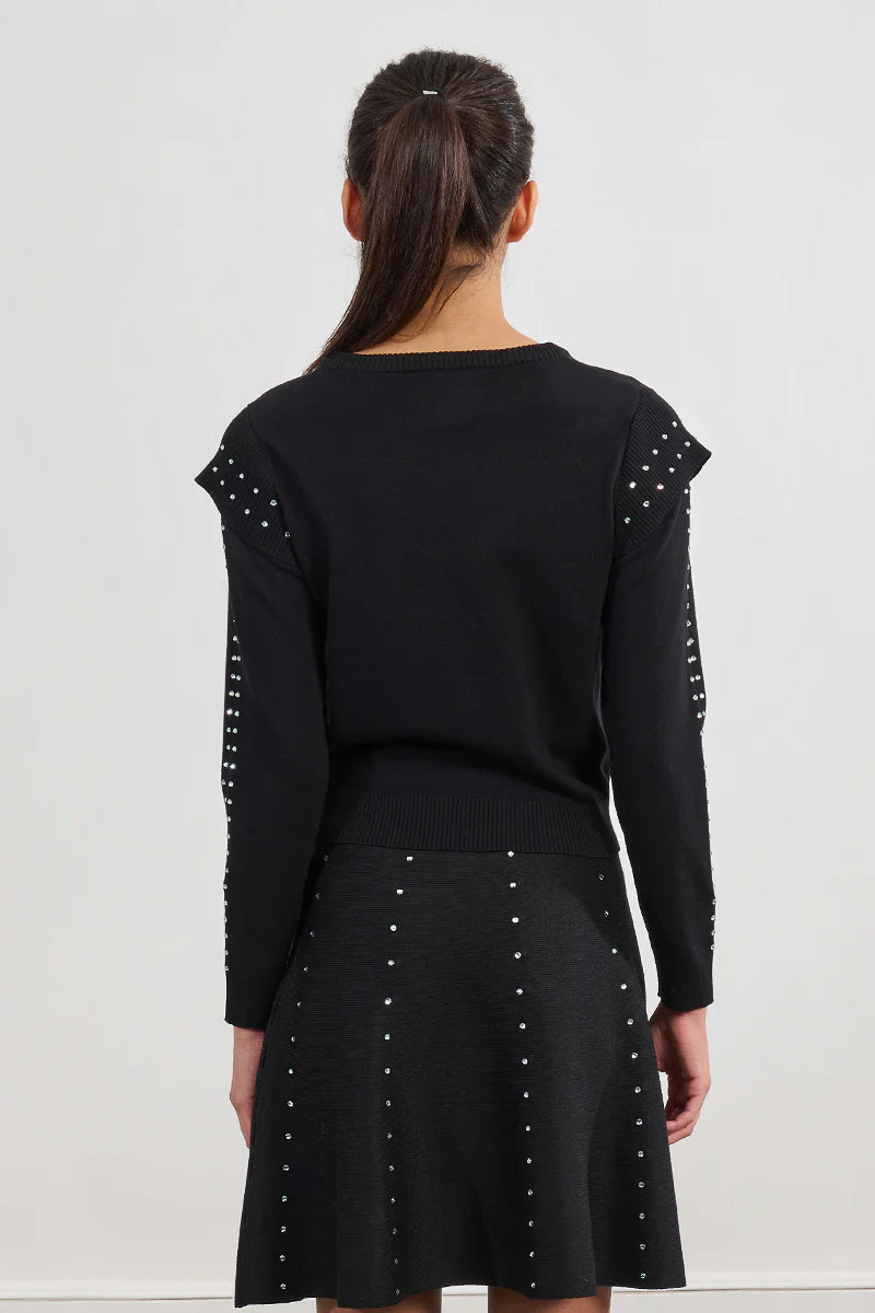 Black Rhinestone Studded Sweater by Molly Bracken