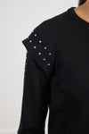Black Rhinestone Studded Sweater by Molly Bracken