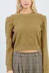 Structured Puff Sleeve Sweater in Khaki by Lili Sidonio