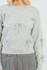 Grey Bow Pullover Sweater by Molly Bracken