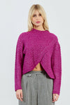 Magenta Mock Neck Criss Cross Front Sweater by Molly Bracken