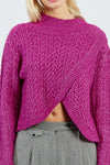 Magenta Mock Neck Criss Cross Front Sweater by Molly Bracken