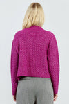 Magenta Mock Neck Criss Cross Front Sweater by Molly Bracken