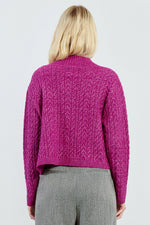 Magenta Mock Neck Criss Cross Front Sweater by Molly Bracken