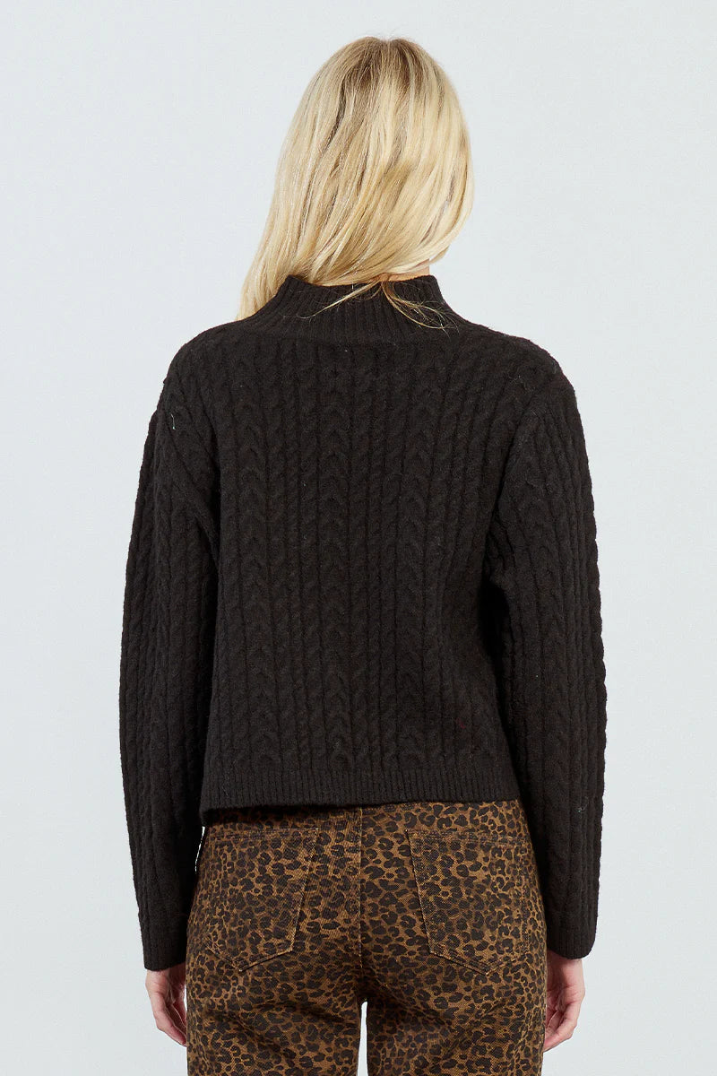 Black Mock Neck Criss Cross Front Sweater by Molly Bracken