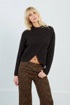 Black Mock Neck Criss Cross Front Sweater by Molly Bracken