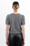 Sequin Bow Grey Short Sleeve Sweater by Molly Bracken