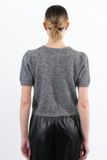Sequin Bow Grey Short Sleeve Sweater by Molly Bracken