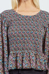 Floral Smocked Peplum Blouse by Molly Bracken
