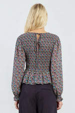 Floral Smocked Peplum Blouse by Molly Bracken