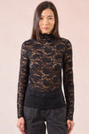 Black Lace High Neck Top by Molly Bracken