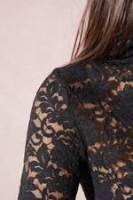 Black Lace High Neck Top by Molly Bracken