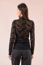 Black Lace High Neck Top by Molly Bracken