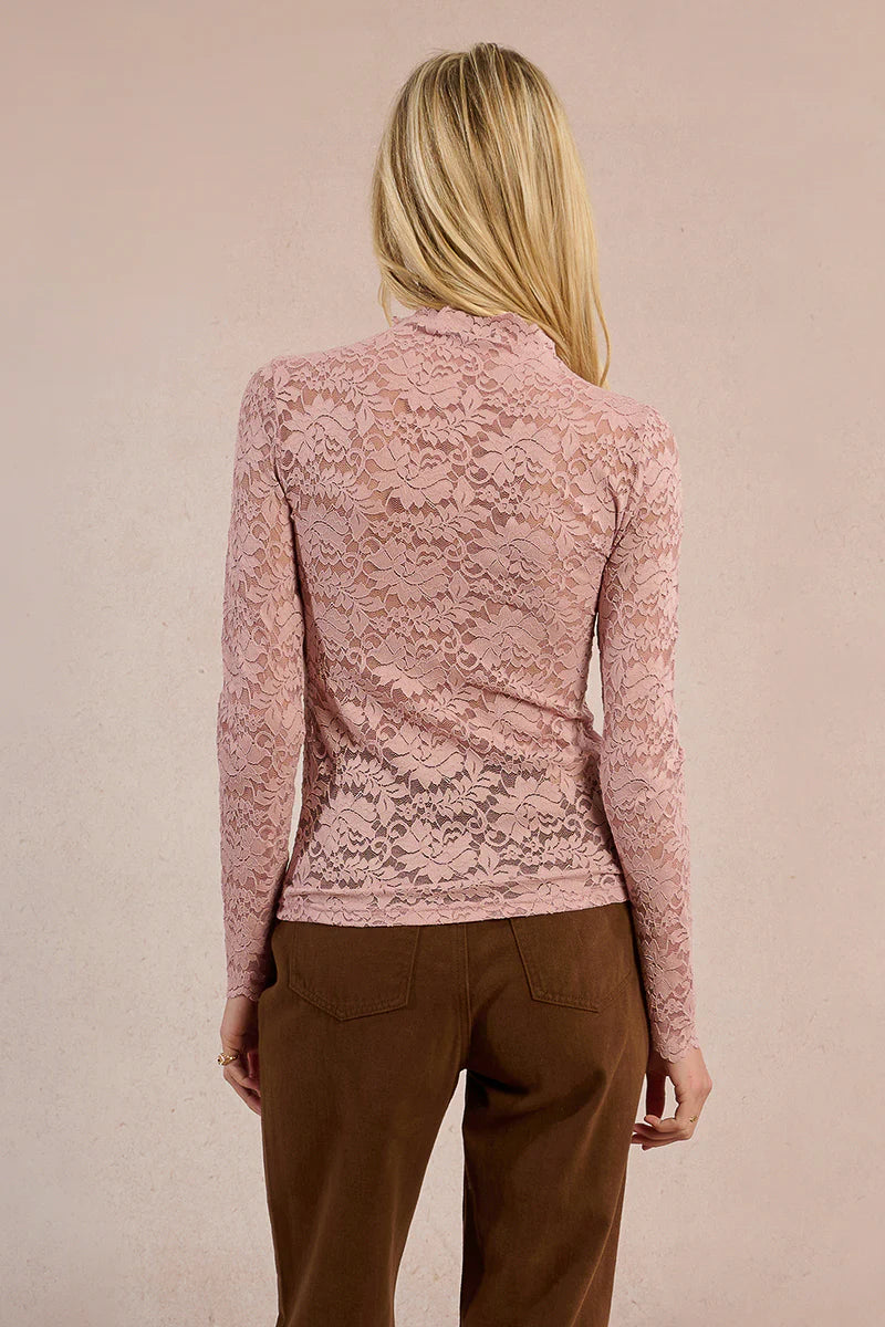 Pink Lace High Neck Top by Molly Bracken