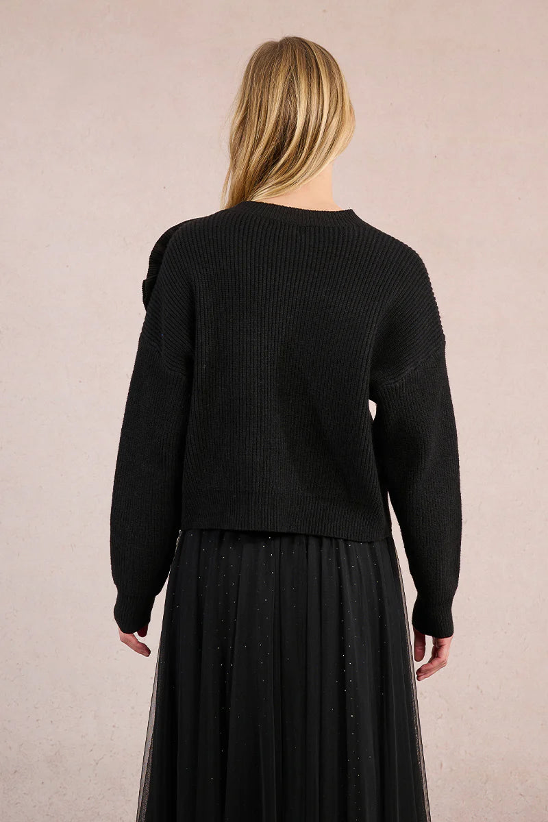 Black Rosette Sweater by Molly Bracken