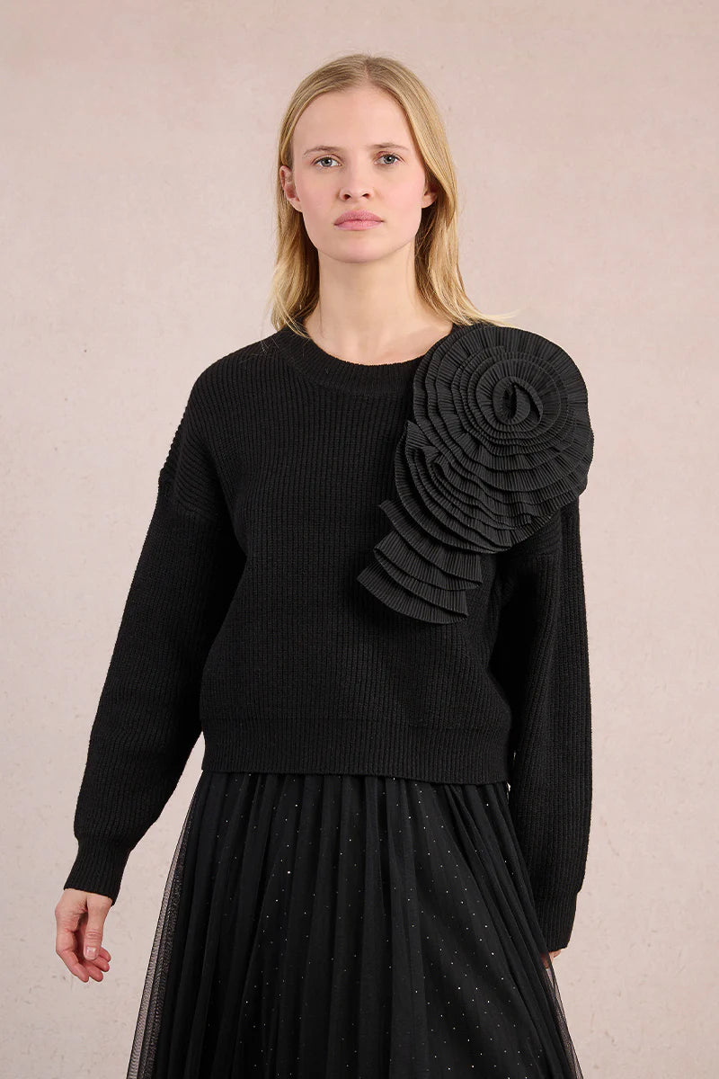 Black Rosette Sweater by Molly Bracken