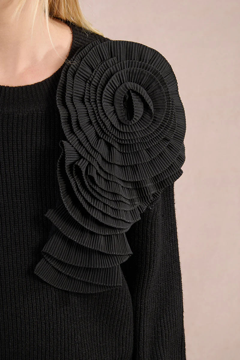 Black Rosette Sweater by Molly Bracken