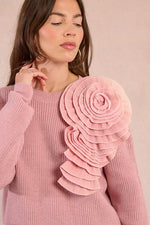 Pink Rosette Sweater by Molly Bracken