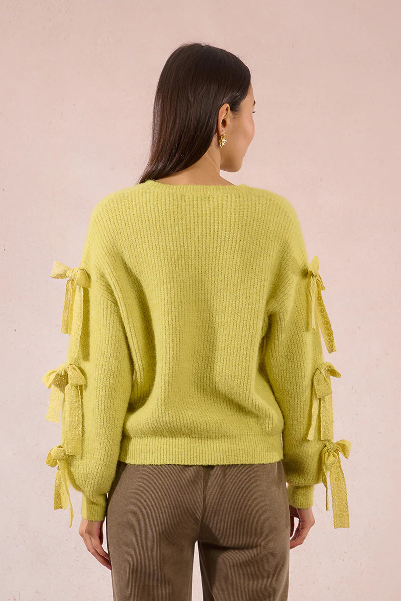 Lime Green Bow Sleeve Sweater by Molly Bracken