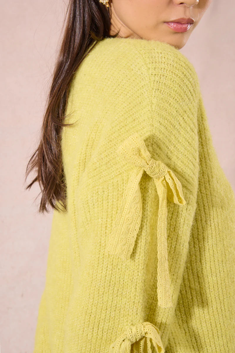 Lime Green Bow Sleeve Sweater by Molly Bracken