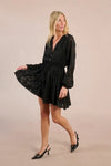 Black Brocade and Dot Mini Dress by Molly Bracken