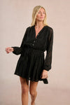 Black Brocade and Dot Mini Dress by Molly Bracken