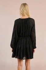 Black Brocade and Dot Mini Dress by Molly Bracken