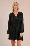 Black Brocade and Dot Mini Dress by Molly Bracken