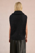 Black Sleeveless Cowl Neck Sweater by Molly Bracken